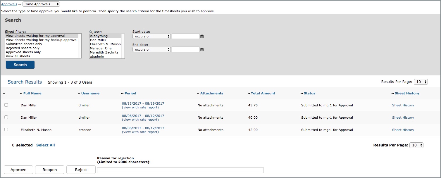 Approving Timesheets