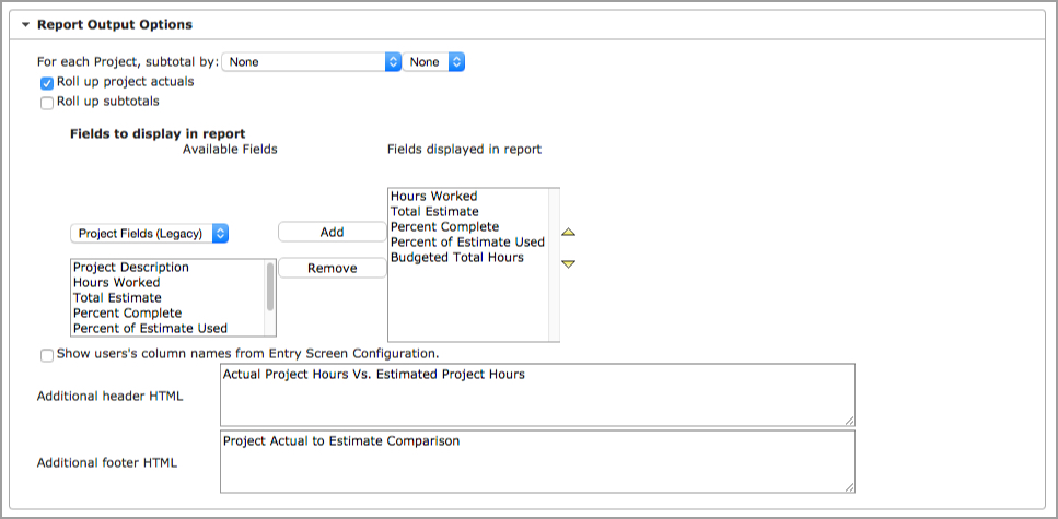 Project Status Report Options