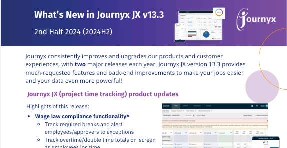 2024H2 Journyx JX product updates, version 13.3