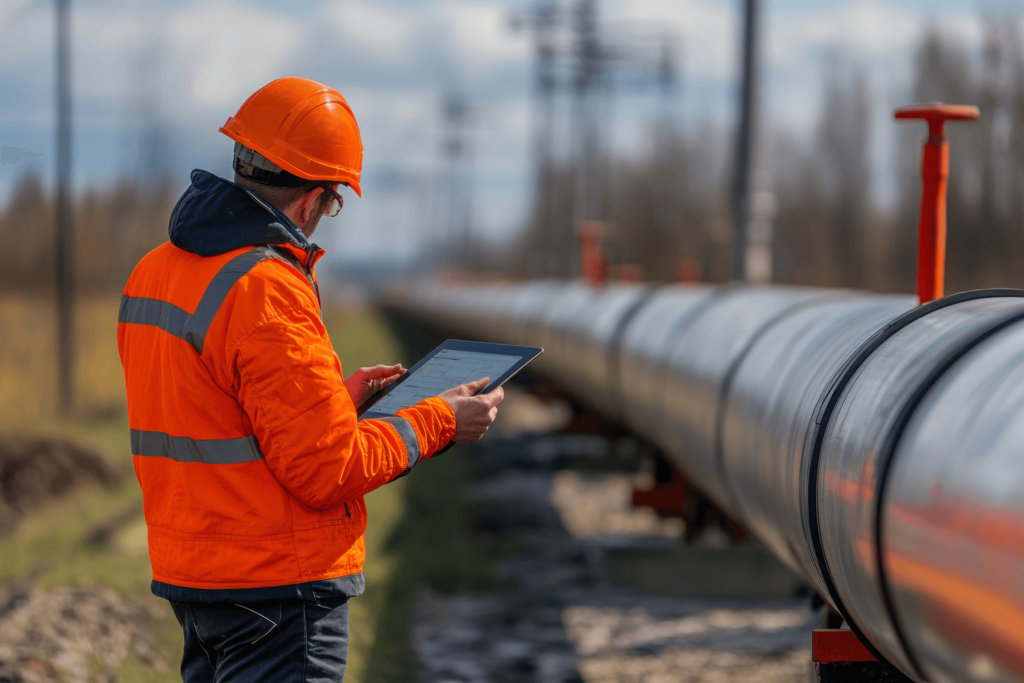 Energy crew worker in the field