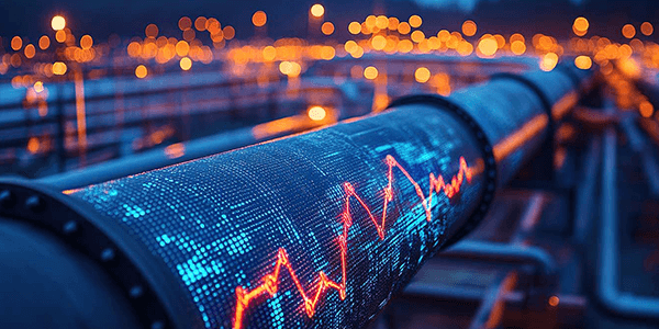 Data graphics superimposed on a pipeline